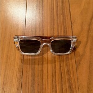 Trendy Clear and Brown Square Sunglasses
